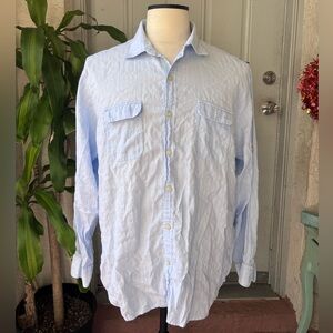 Tommy Bahama Linen Cotton Shirt Men's XLarge XL Light Blue Resort Coastal Preppy